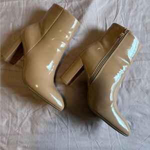 Patent Leather Almond Toe Ankle Boots